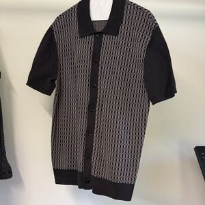 Good Man Brand Essex Geo Knit Polo Cotton size M in Black/gray color